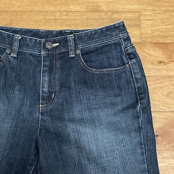 Vintage Talbots Womens Stretch Denim Blue Jean Capris Size 8 Cuffed Selvage Hem - Picture 4 of 15